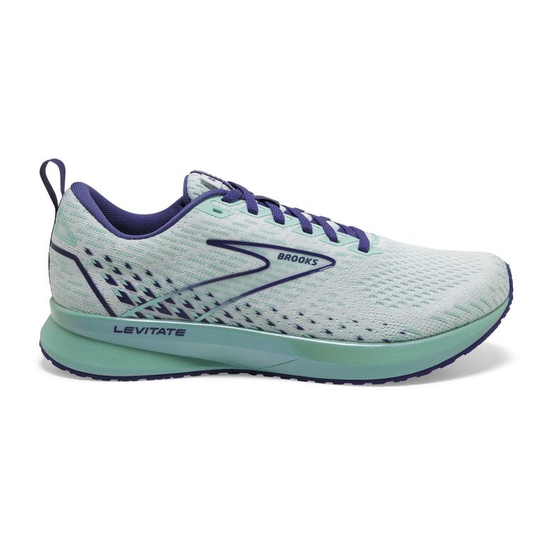 Brooks Levitate 5 Women's Road Running Shoes - White/Navy Blue/Yucca (47512-JZYD)